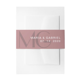 Minimale uitnodiging voor een stoffige roos-monogr uitnodigingen wikkel