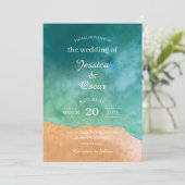 Minimale uitnodiging voor een strand Ocean Wedding (Staand voorkant)