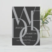 Minimale uitnodiging voor een zwarte bruiloft (Staand voorkant)