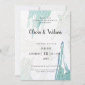 Minimale uitnodiging voor groene Waterverf bruilof (Voorkant)