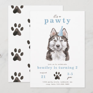 Minimale uitnodiging voor Husky Dog   Pawty