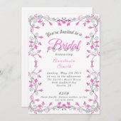 Minimale uitnodiging voor roze en grijze bridal (Voorkant / Achterkant)