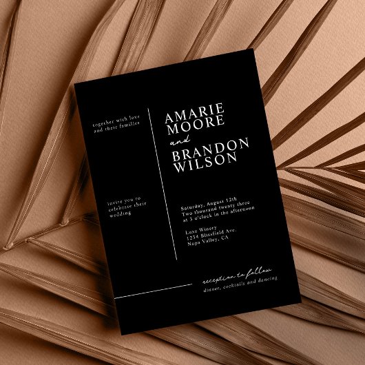 Minimale uitnodiging voor Typografie Black Wedding