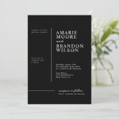 Minimale uitnodiging voor Typografie Black Wedding (Staand voorkant)