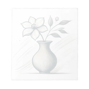 Minimale Vaas Lijnkunst Elegante Bloemenschets Notitieblok