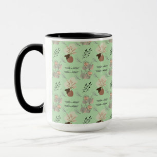Minimale vaas, veren en boho bloemkunst- mok