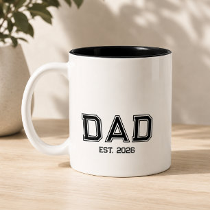 Minimale Vader Opgericht Jaar Nieuwe Vader Cadeau Tweekleurige Koffiemok