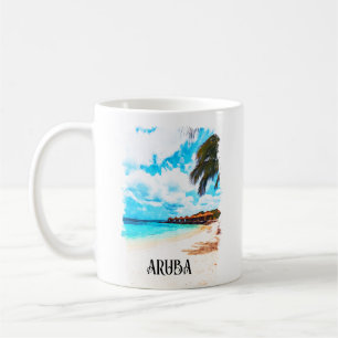 Minimale vakantie naar Aruba Caribisch eiland Koffiemok