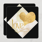 Minimale Valentijnse zwarte en goudLOVE Feestdagenkaart (Voorkant / Achterkant)