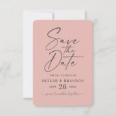 Minimale vaste, blush roze kleurenbruiloft save the date (Voorkant)