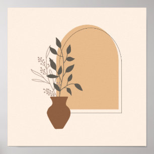 Minimale ventilatorvase en -arch met Boho-stijl Poster