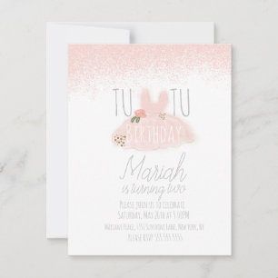 Minimale verjaardag van Tutu Girl, twee glitter Kaart