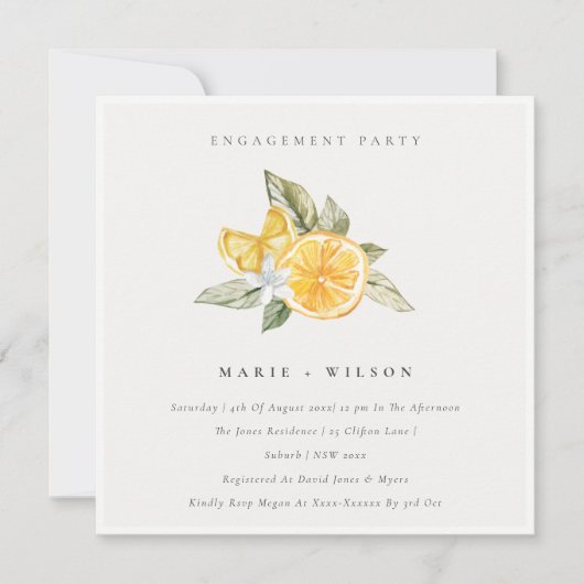 Minimale Verloving Lemon Boho botanisch Bedankkaart (Voorkant)