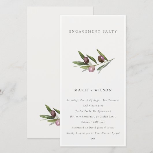 Minimale Verloving voor olijfaftakking Bedankkaart (Voorkant / Achterkant)