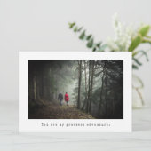 Minimale verlovingsfoto save the date (Staand voorkant)