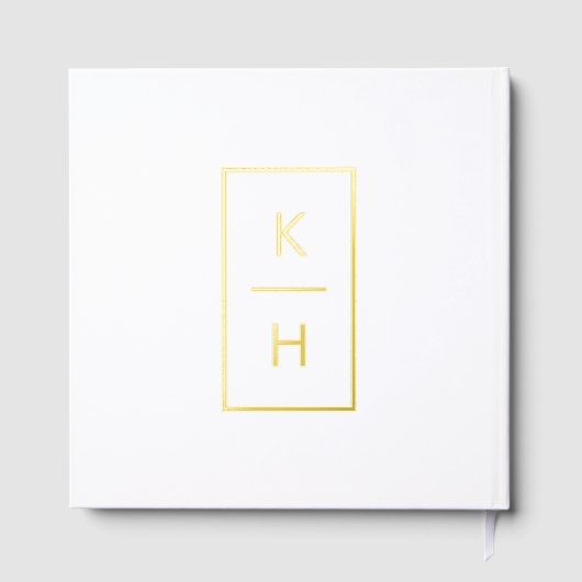Minimale Verticale Monogramnaam en trouwdatum Gastenboek (Achterkant)