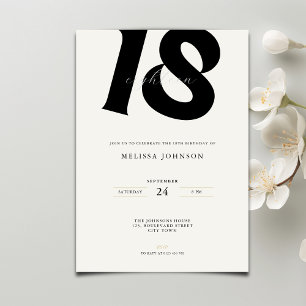Minimale vetgedrukte typografie 18e verjaardag kaart