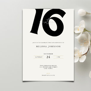 Minimale vetgedrukte typografie Sweet 16-verjaarda Kaart