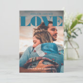 Minimale Vette Denim LOVE foto Save The Date (Staand voorkant)