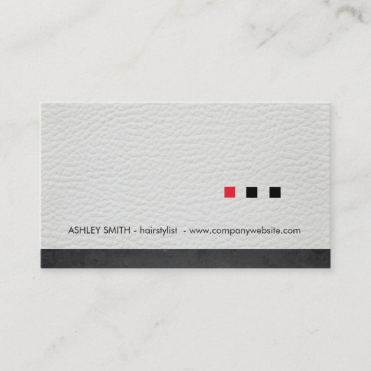 Minimale vierkant witte leder zwarte trim visitekaartje (Voorkant)
