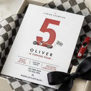 Minimale Vintage Formule Raceauto 5e Verjaardag Kaart