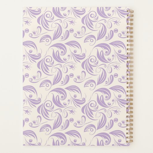 Minimale violette botanische wervelingen bladeren  planner (Achterkant)
