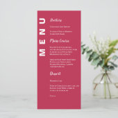 Minimale Viva Magenta Elegant Wedding Party Menu (Staand voorkant)