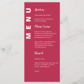 Minimale Viva Magenta Elegant Wedding Party Menu (Voorkant)