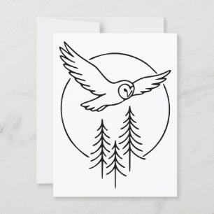 Minimale vliegende uil boven pijnbomen – Boslijn K Briefkaart
