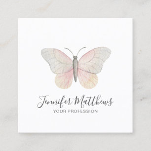 Minimale vlinder blush roze Waterverf Vierkante Visitekaartje