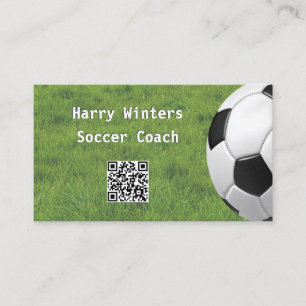 Minimale voetbal bal gras QR-code voetbalcoach Visitekaartje