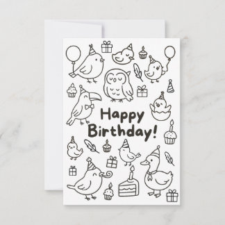 Minimale Vogeldoodle Verjaardagskaart Bedankkaart
