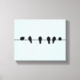 Minimale vogels op een draadcanvasafdruk canvas afdruk