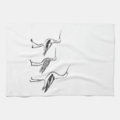 Minimale vogeltekening in zwart-wit theedoek (Horizontaal)