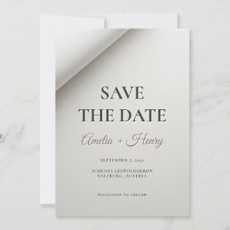 Minimale Vouwschaduw Moderne Trouwdatumkaart Save The Date