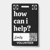 Minimale vrijwilliger badge met logo en QR-code aa (Voorzijde)