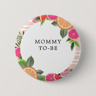Minimale vrolijke zomer citrus botanische vruchten ronde button 5,7 cm