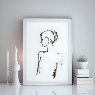 Minimale Vrouw figuur tekening Poster