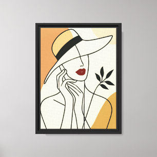Minimale vrouw in Pet Abstracte lijn kunst Canvas Afdruk