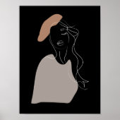 Minimale vrouw witte lijn tekening abstract poster (Voorkant)