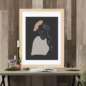 Minimale vrouw witte lijn tekening abstract poster