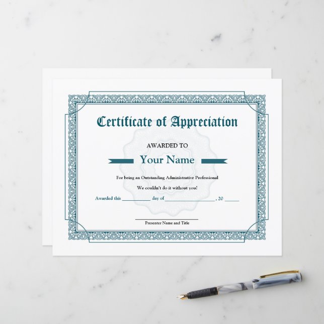 Minimale waardering certificaat Sjabloon (Voorkant / Achterkant in situ)