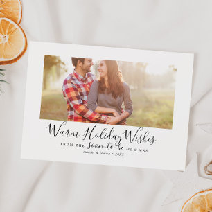 Minimale Warm Holiday wil Verloving Foto Feestdagenkaart