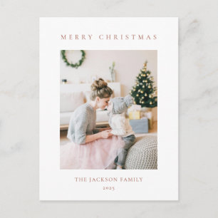 Minimale Warme Bruine Kerst Foto Feestdagenkaart