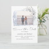 Minimale waterverf blauwe foto Opslaan datum Save The Date (Staand voorkant)
