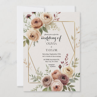 Minimale Waterverf Bloemen bruiloft Kaart