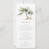 Minimale Waterverf Botanische Boom Wedding Menu Kaart (Voorkant)