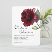 Minimale Waterverf Burgundy Deep Red Rose Wedding Kaart (Staand voorkant)