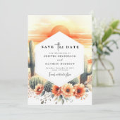 Minimale Waterverf Cactus bruiloft Save The Date (Staand voorkant)
