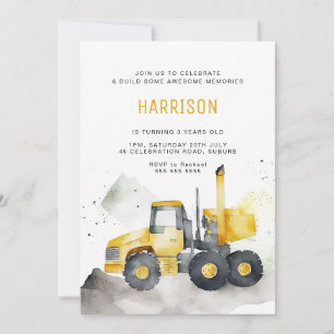 Minimale Waterverf Cement Truck Birthday Kaart